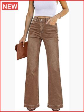 High Waisted Flare Jeans Wide Leg Stretch Denim Pants